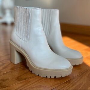 NWT Size 8 Dolce Vita Caster Waterproof Bootie in Ivory Leather W